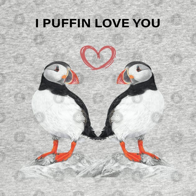 I Puffin love you engagement - wedding gift - anniversary gift - couple gift - fiancé gift by IslesArt